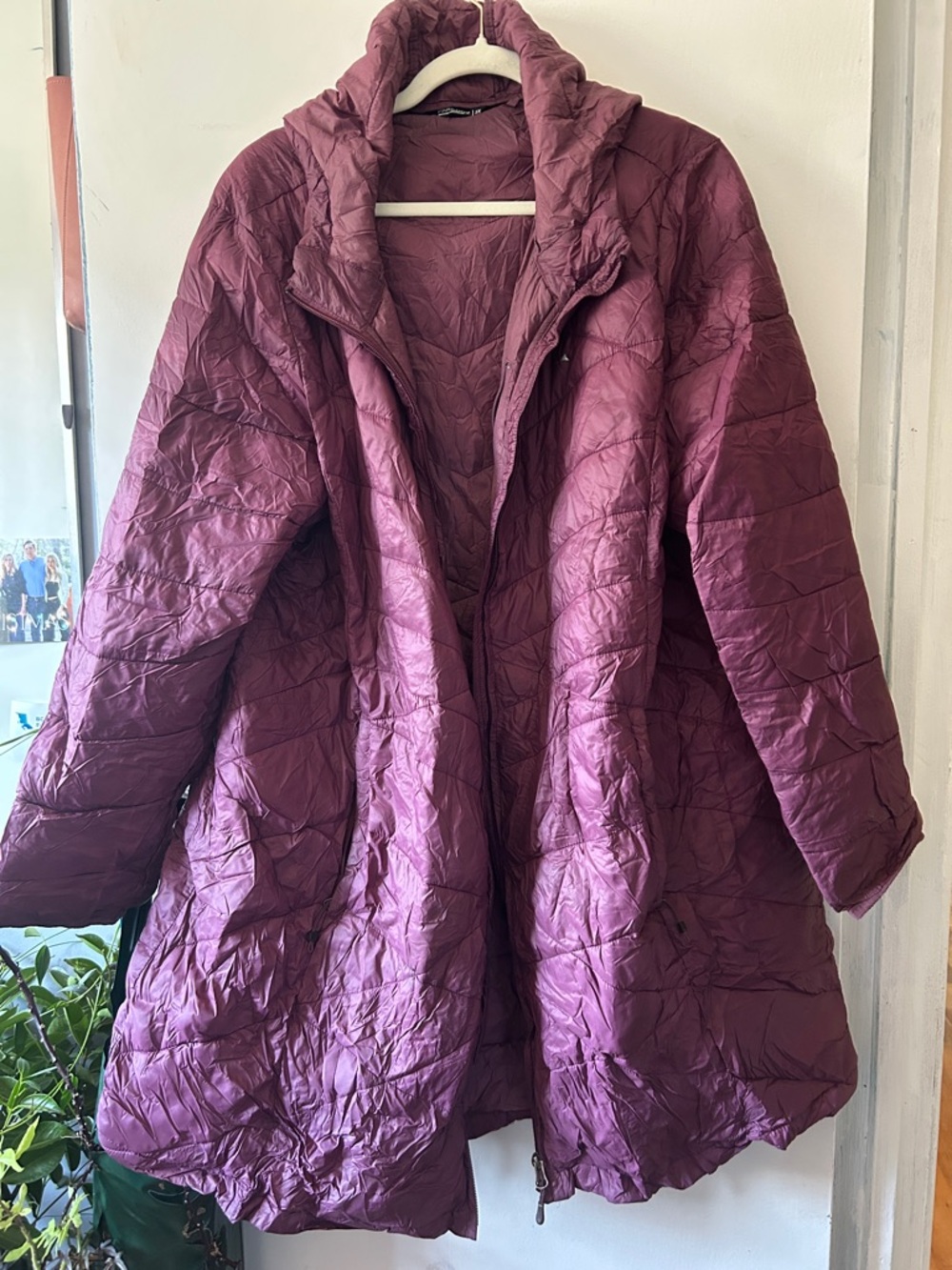 Paradox Quilted Puffer Coat in Plum